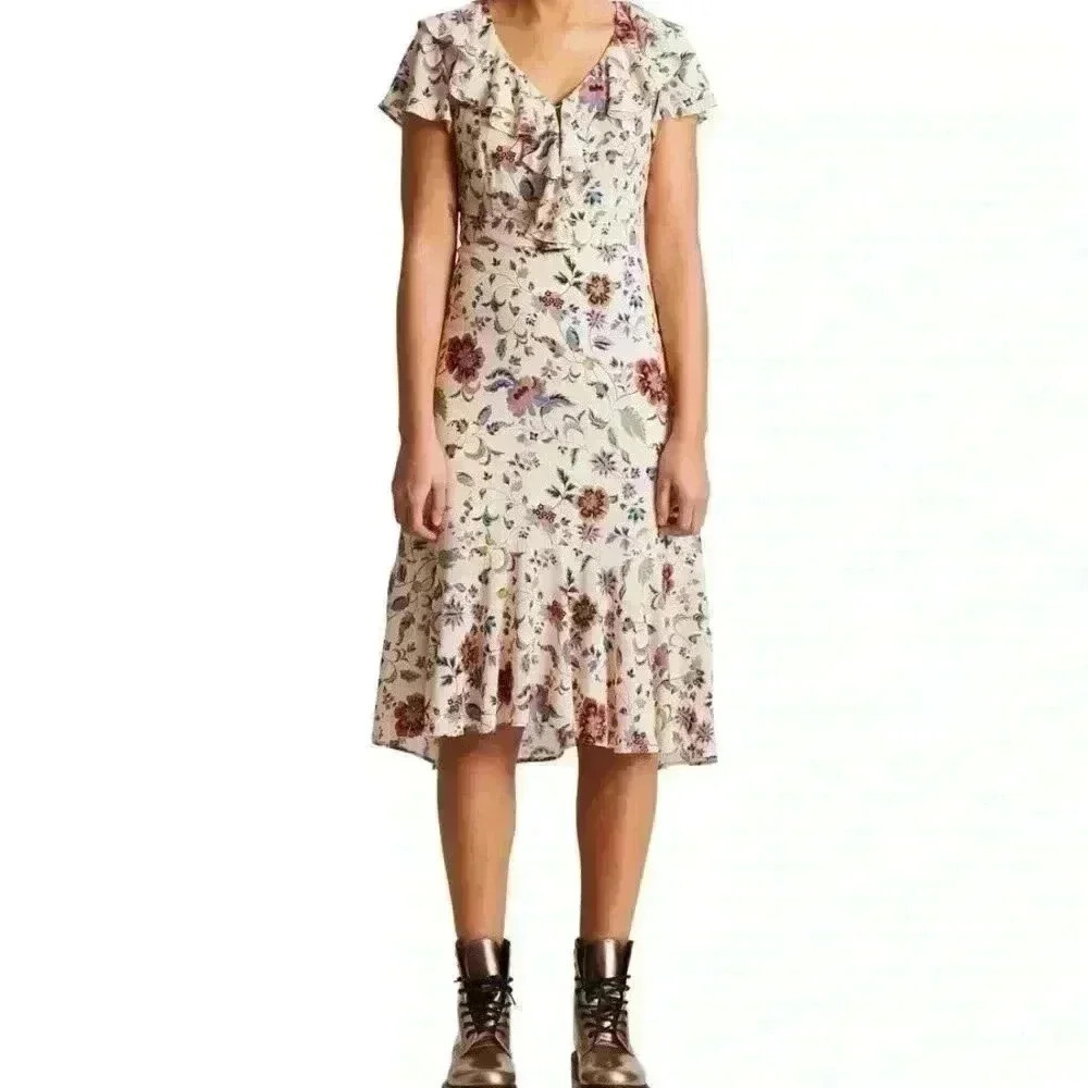 Anna Sui Floral Midi Ruffle Dress - Picture 4 of 4